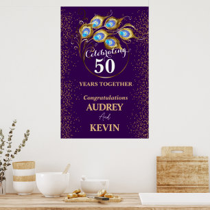 Poster Peacock Feathers 50e anniversaire de Mariage