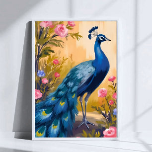 Poster Peacock Feathers Beau Animal Floral