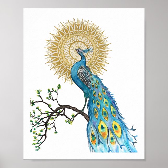 Poster Peacock Mandala 8x10 Imprimer (Devant)