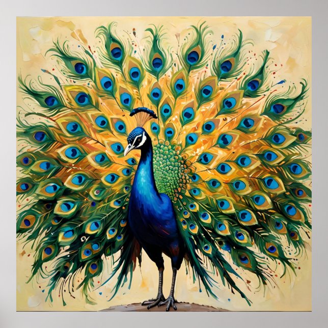 Poster Peacock of Hidden Stories - Indian Folk Art Fusion (Devant)