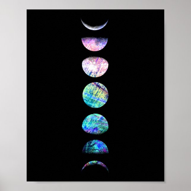 Poster Peacock Opal Moon Cycle Art (Devant)