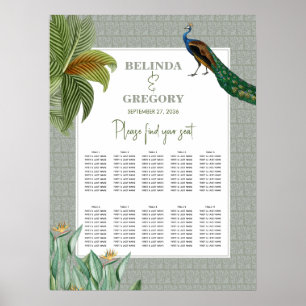 Poster Peacock Tropical Green Graphique Mariage assis