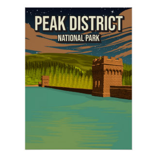 Poster Peak District England National Park Vintage Minima