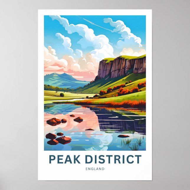 Poster Peak District England Travel Print (Devant)