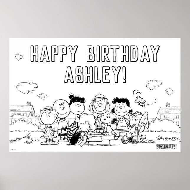 Poster Peanuts Anniversaire Fête Coloration (Devant)