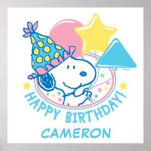 Poster PEANUTS   Snoopy Joyeux Ballons d'anniversaire