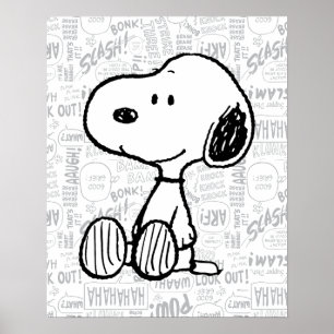 Poster PEANUTS   Snoopy on Black White Comics