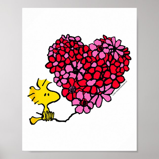 Poster Peanuts - Valentines - Floral Heart  (Devant)