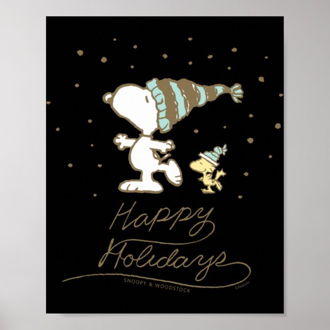 Poster Peanuts Winter Skating T Shirt  (Devant)