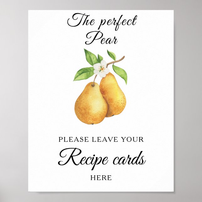 Poster Pear bridal shower Your recipe card here (Devant)