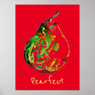 Poster Pear fruit slogan pop art aquarelle