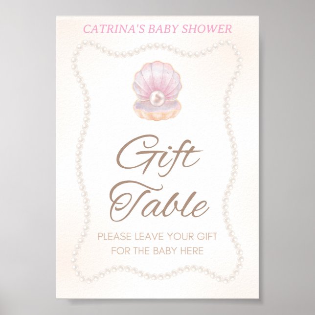 Poster Pearl Baby Shower Game Sign (Devant)