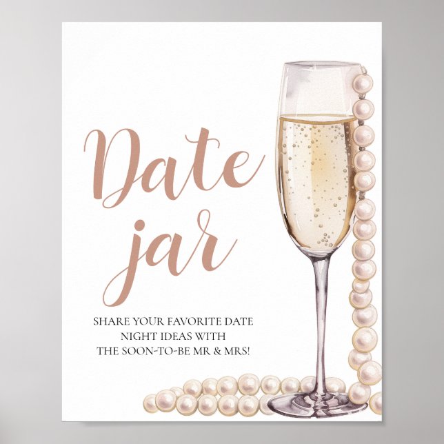 Poster Pearl et Prosecco Date Nuit Idées Date Jar (Devant)