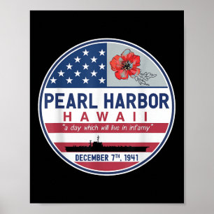 Poster Pearl Harbor Memorial Hawaii Vintage États-Unis Jo
