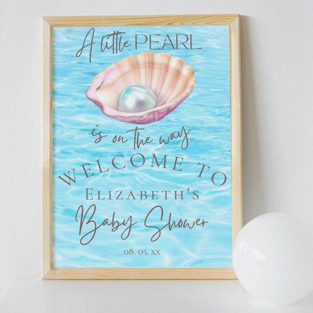 Poster Pearl On the Way Seashell Baby shower Bienvenue (Créateur téléchargé)