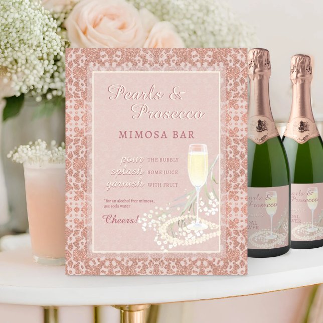 Poster Pearl & Prosecco Blush & Rose Gold Mimosa Bar (Créateur téléchargé)