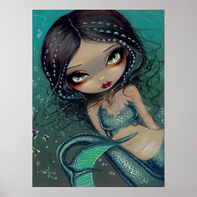 Poster Pearl Swirl Mermaid ART IMPRIMER Big Eyed Mermaid (Devant)