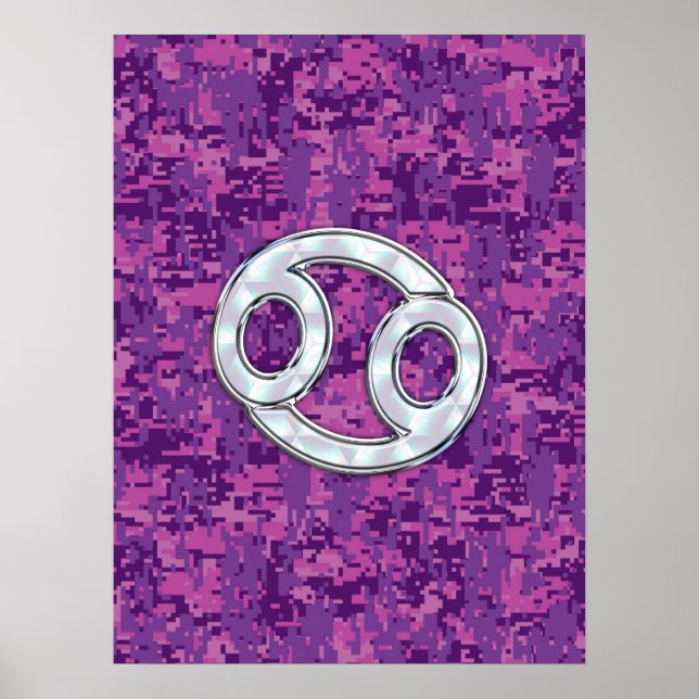 Poster Pearle comme cancer Zodiac Connexion Camo numériqu (Devant)