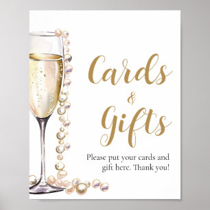 Poster Pearles d'or et Prosecco Champagne Cartes et cadea