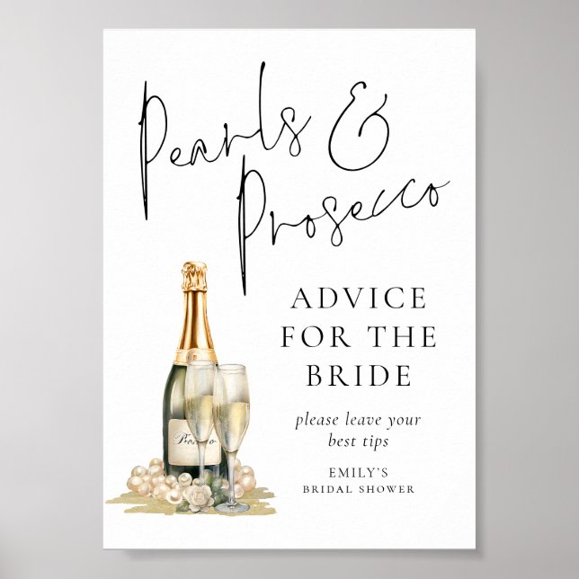 Poster Pearls Prosecco Fête des mariées Conseils Pour Mar (Devant)
