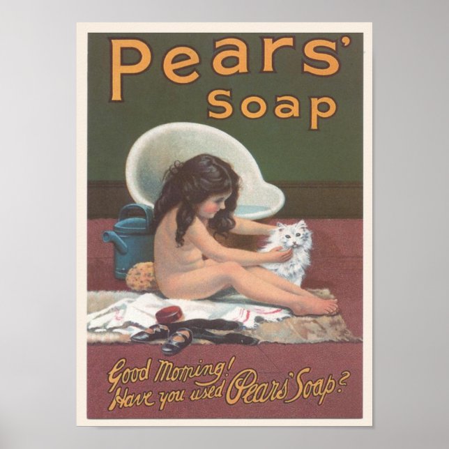 Poster Pears Savon Chat Bain Ad (Devant)
