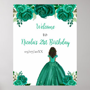 Poster Peau foncée Princesse Flore verte Bienvenue
