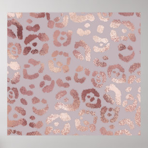 Poster Peau léopard : élégance or rose.