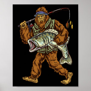 Poster Pêche à la Byss à grande bouche Pêcheur Bigfoot 1