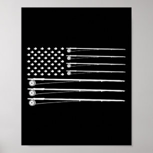 Poster Pêche à la canne à pêche Drapeau américain