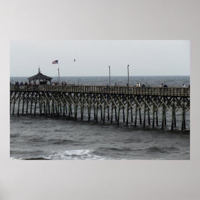 Poster Pêche à la jetée - Oak Island, NC (Devant)