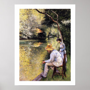 Poster "Pêche à la ligne" par Gustave Caillebotte