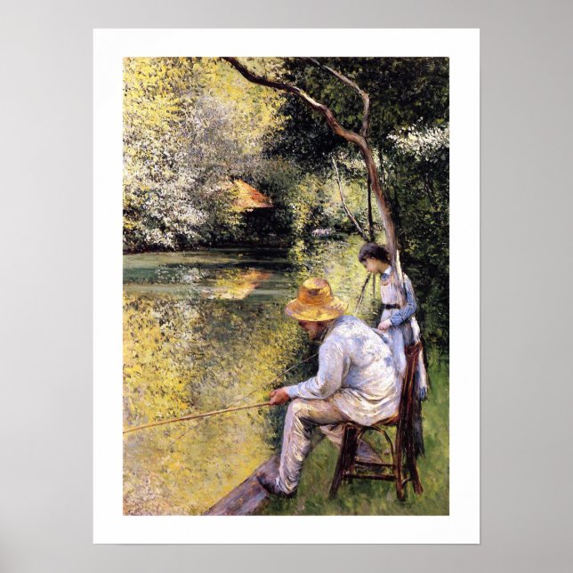 Poster "Pêche à la ligne" par Gustave Caillebotte (Devant)