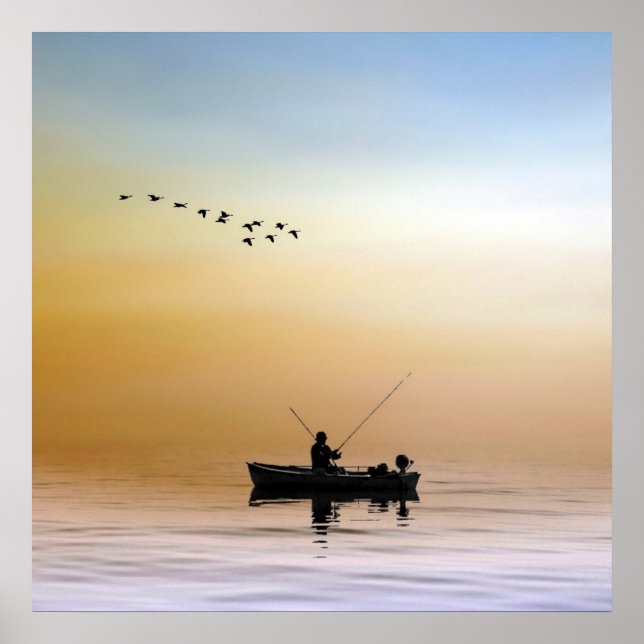 Poster Pêche à la ligne sur le lac (Devant)