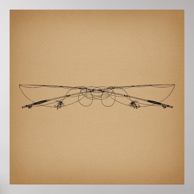 Poster Pêche à la mouche Antique Art Pêche Poteaux Vintag (Devant)