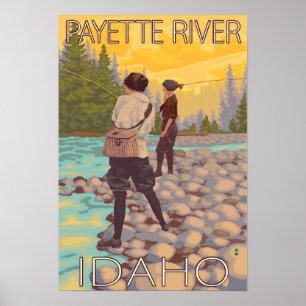 Poster Pêche à la mouche - rivière Payette, Idaho