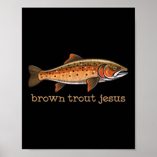 Poster Pêche à la truite Brown Pêcheur de poisson Humour