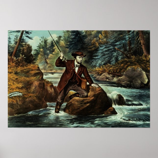 Poster Pêche à la truite de ruisseau - Un moment nuisible (Devant)