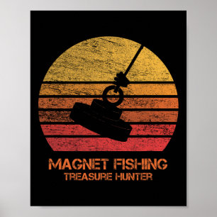 Poster Pêche à l'aimant Vintage Retro Sunset