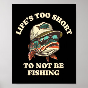 Poster Pêche amusante détente truite pêcheur