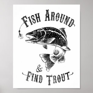 Poster Pêche amusante Poisson autour de Trouver truite