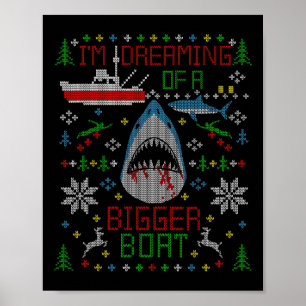 Poster Pêche au Grand Requin Blanc Sweat de Noël Laid P