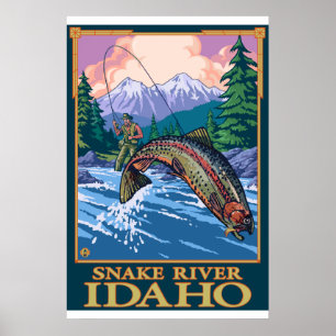 Poster Pêche au Volant - rivière Snake, Idaho