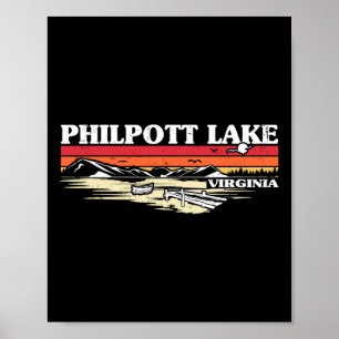 Poster Pêche Bateau Camping Lac Vacation Philpott Lak