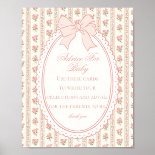 Poster Pêche & Beige Vintage Floral Élégant Conseils pour