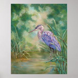 Poster Pêche bleue de héron