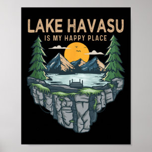 Poster Pêche Camping - My Happy Place Lake Hava