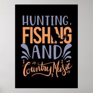 Poster Pêche Chasse À L'Art Pêche Et Musique De Pays
