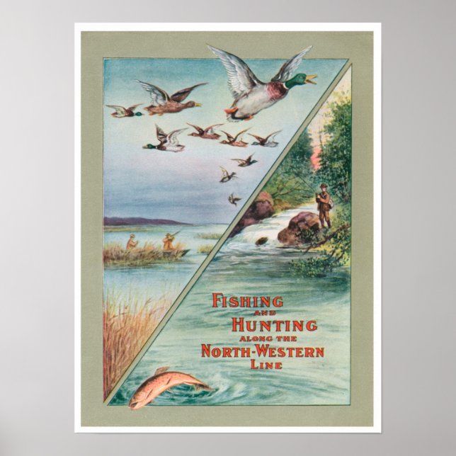 Poster Pêche chasse North Western Travel Ad Imprimer Post (Devant)