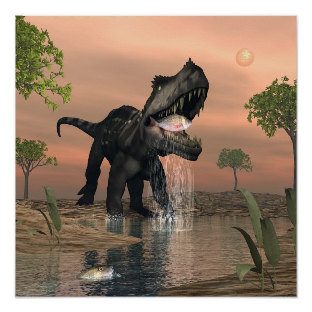 Poster Pêche de dinosaure Prestosuchus - rendu 3D (Devant)
