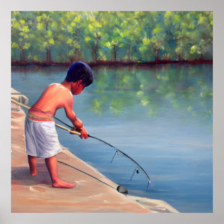 Poster Pêche des garçons